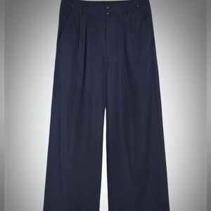 Madewell Harlow Wide Leg Pants in Navy Linen NWT
